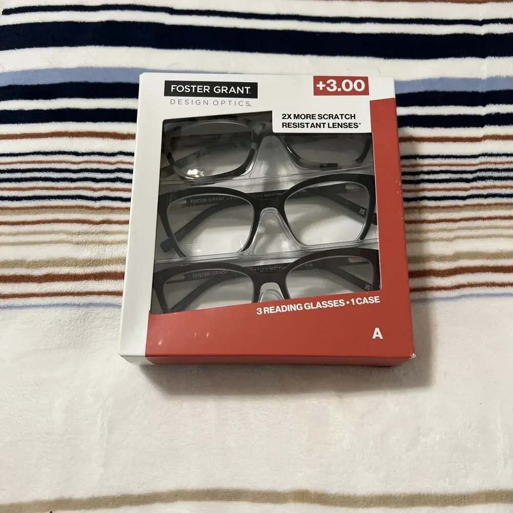 Foster Grant Design Optics Classic Round Reading Glasses +1.25 3 Pack NEW